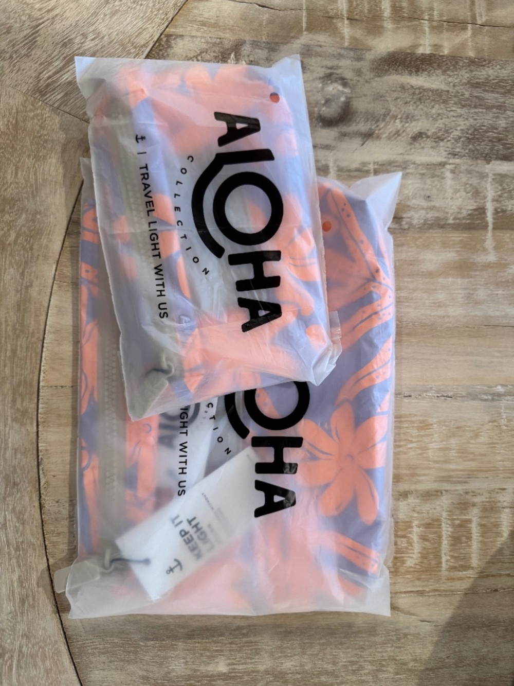 ALOHA Collection Small & Mini Pouch SET Laua'e Periwinkle & Peachy BNWT